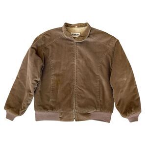 Vintage SEQUENCE Corduroy Bomber Jacket Sherpa Lined Full Zip USA Made Men L EUC